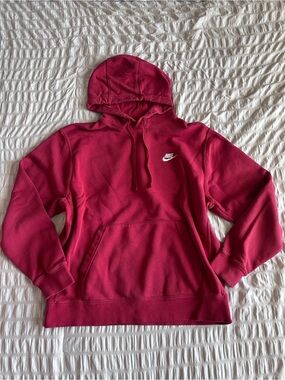 Nike Red Basic Pullover Drawstring Hoodie w/ Pockets (L)
